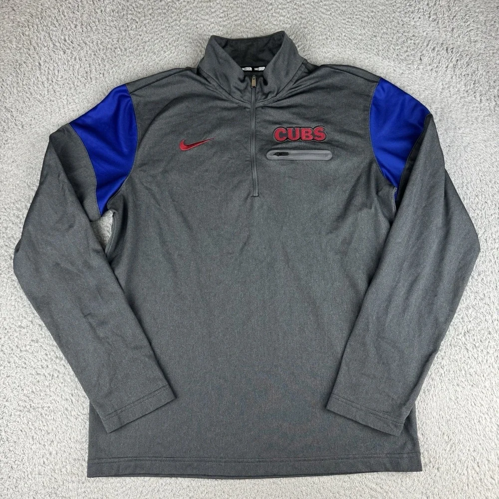 Nike Baseball elite Chicago Cubs‎ quarter zip men's Pullover Size Medium Gray